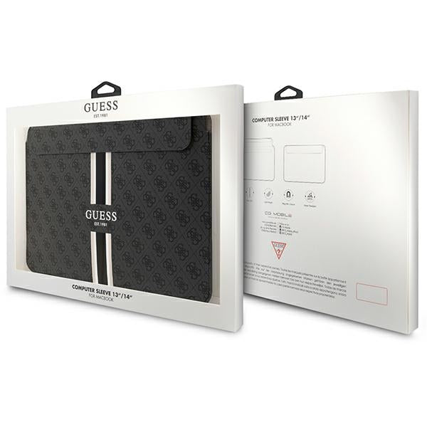 Guess 4G Printed Stripes dėklas 14" nešiojamam kompiuteriui - juodas -- Laptop Bags