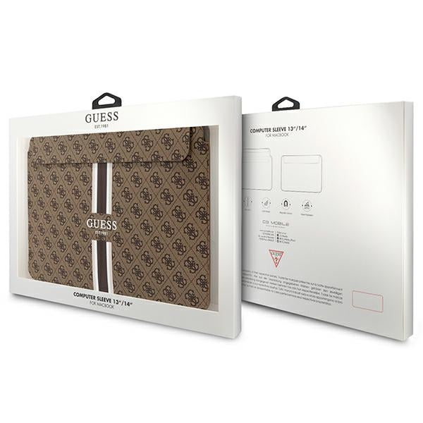 Guess 4G Printed Stripes dėklas 14" nešiojamam kompiuteriui - rudas -- Laptop Bags