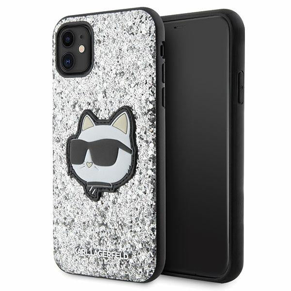 Karl Lagerfeld dėklas iPhone 11/XR – sidabrinis su blizgučiais -- iPhone 11