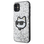 Karl Lagerfeld dėklas iPhone 11/XR – sidabrinis su blizgučiais -- iPhone 11