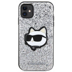 Karl Lagerfeld dėklas iPhone 11/XR – sidabrinis su blizgučiais -- iPhone 11