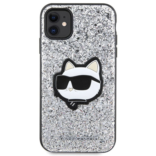 Karl Lagerfeld dėklas iPhone 11/XR – sidabrinis su blizgučiais -- iPhone 11