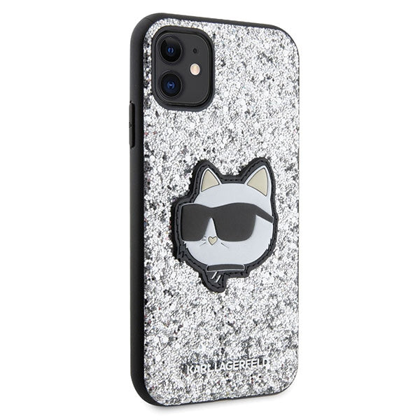 Karl Lagerfeld dėklas iPhone 11/XR – sidabrinis su blizgučiais -- iPhone 11