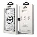 Karl Lagerfeld dėklas iPhone 11/XR – sidabrinis su blizgučiais -- iPhone 11