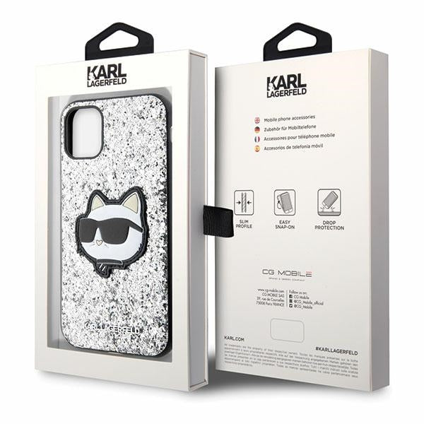 Karl Lagerfeld dėklas iPhone 11/XR – sidabrinis su blizgučiais -- iPhone 11
