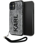 Karl Lagerfeld blizgučių dėklas iPhone 11/XR – juodas/sidabrinis -- iPhone 11