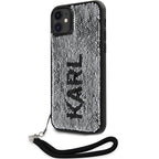Karl Lagerfeld blizgučių dėklas iPhone 11/XR – juodas/sidabrinis -- iPhone 11