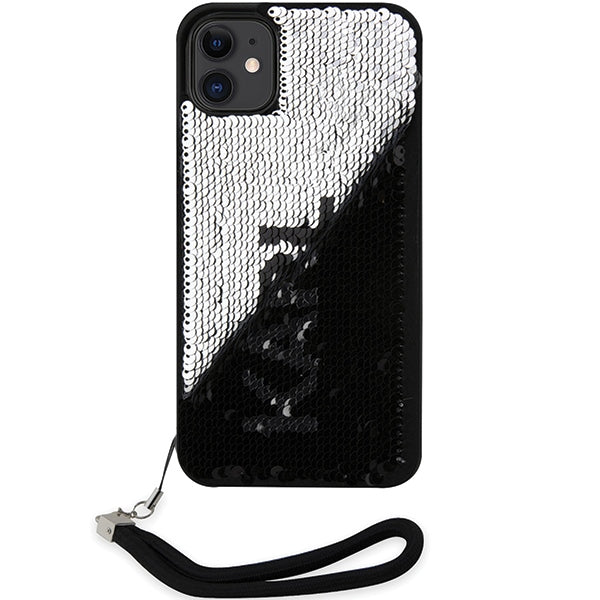 Karl Lagerfeld blizgučių dėklas iPhone 11/XR – juodas/sidabrinis -- iPhone 11