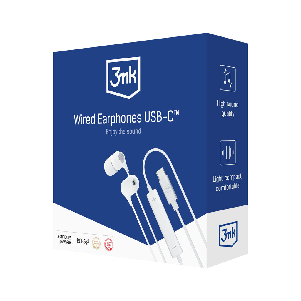 USB-C 3mk laidinės ausinės – baltos -- Cell phone cases and covers