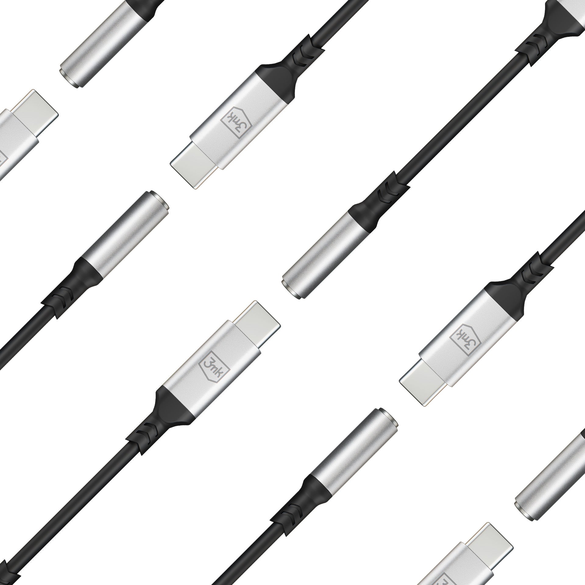 3mk USB-C adapteris – 3,5 mm mini lizdas – sidabrinis -- Cell phone cases and covers