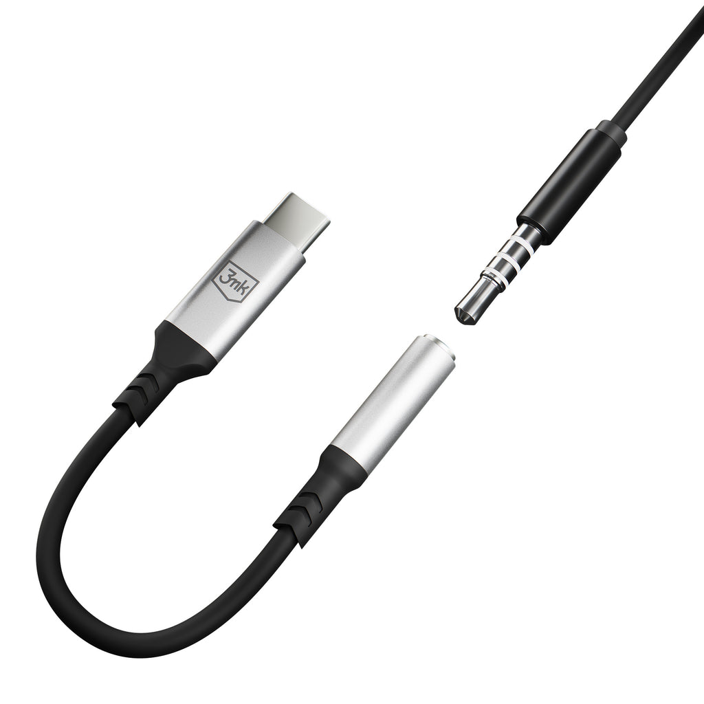 3mk USB-C adapteris – 3,5 mm mini lizdas – sidabrinis -- Cell phone cases and covers