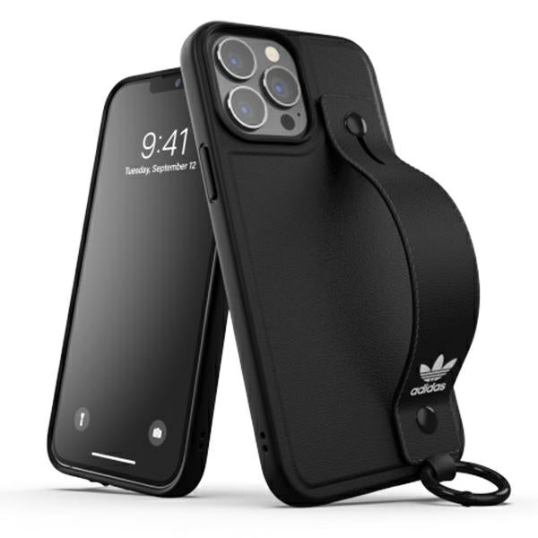 Adidas Originals dėklas iPhone 13 Pro Max su rankos dirželiu – juodas