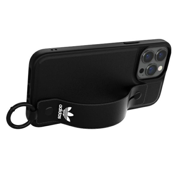 Adidas Originals dėklas iPhone 13 Pro Max su rankos dirželiu – juodas