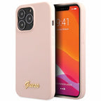 Guess silikoninis dėklas iPhone 13 Pro Max – šviesiai rožinis -- iPhone 13 Pro Max
