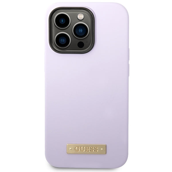 Guess MagSafe dėklas iPhone 14 Pro – violetinis