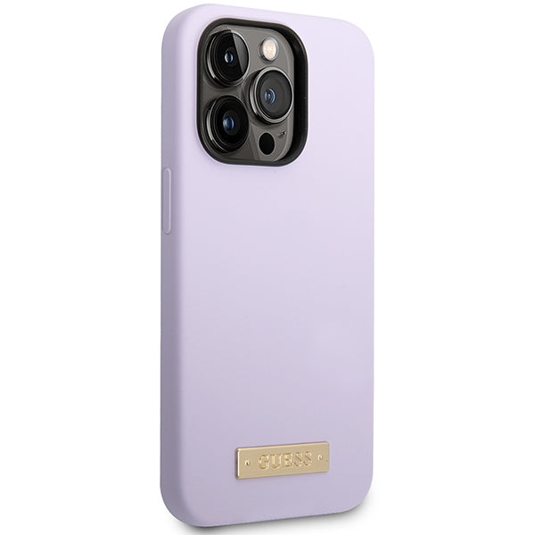 Guess MagSafe dėklas iPhone 14 Pro – violetinis