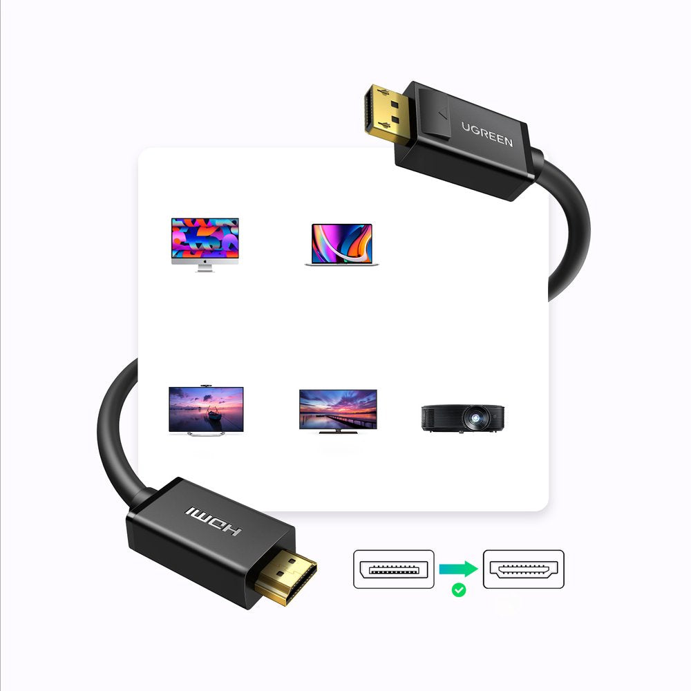DisplayPort - HDMI kabelis Ugreen DP101 4K 3m - juodas -- Video Cables