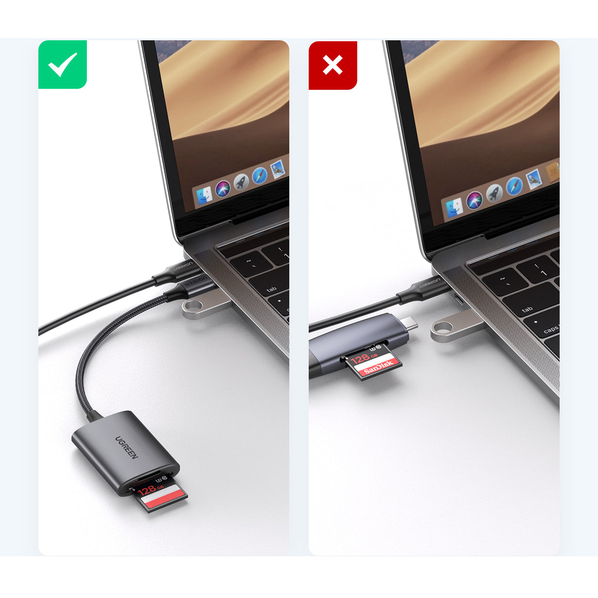 Ugreen CM401 USB-C 5Gb/s SD/TF kortelės skaitytuvas - pilka -- Memory Card Readers