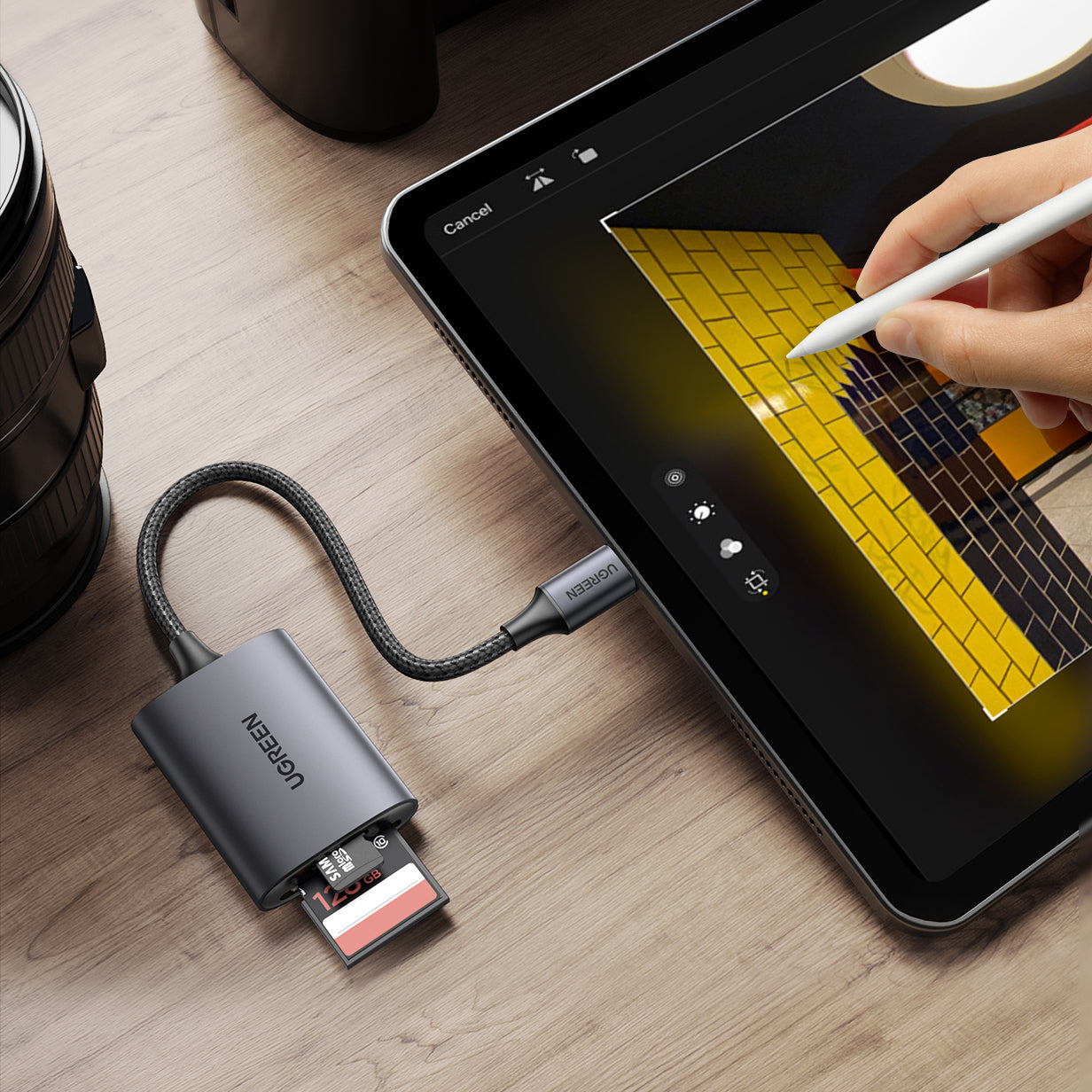Ugreen CM401 USB-C 5Gb/s SD/TF kortelės skaitytuvas - pilka -- Memory Card Readers