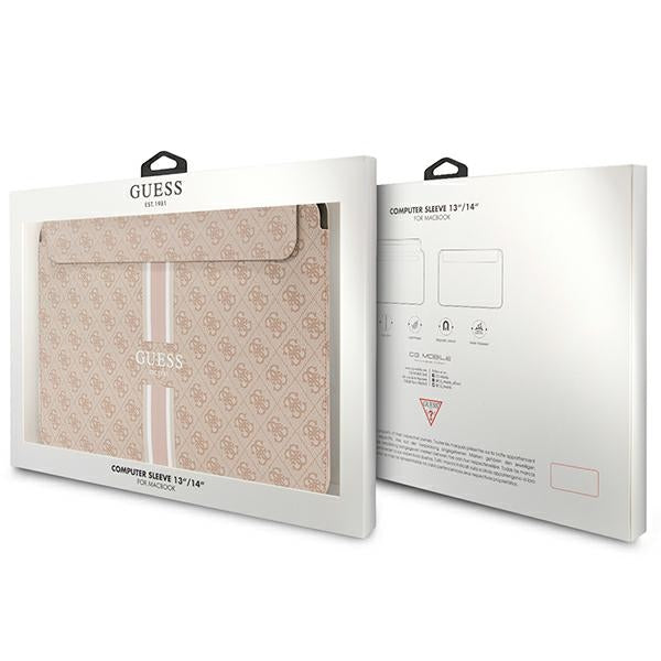 Guess 4G Printed Stripes dėklas 14" nešiojamajam kompiuteriui - rožinis -- Laptop Bags