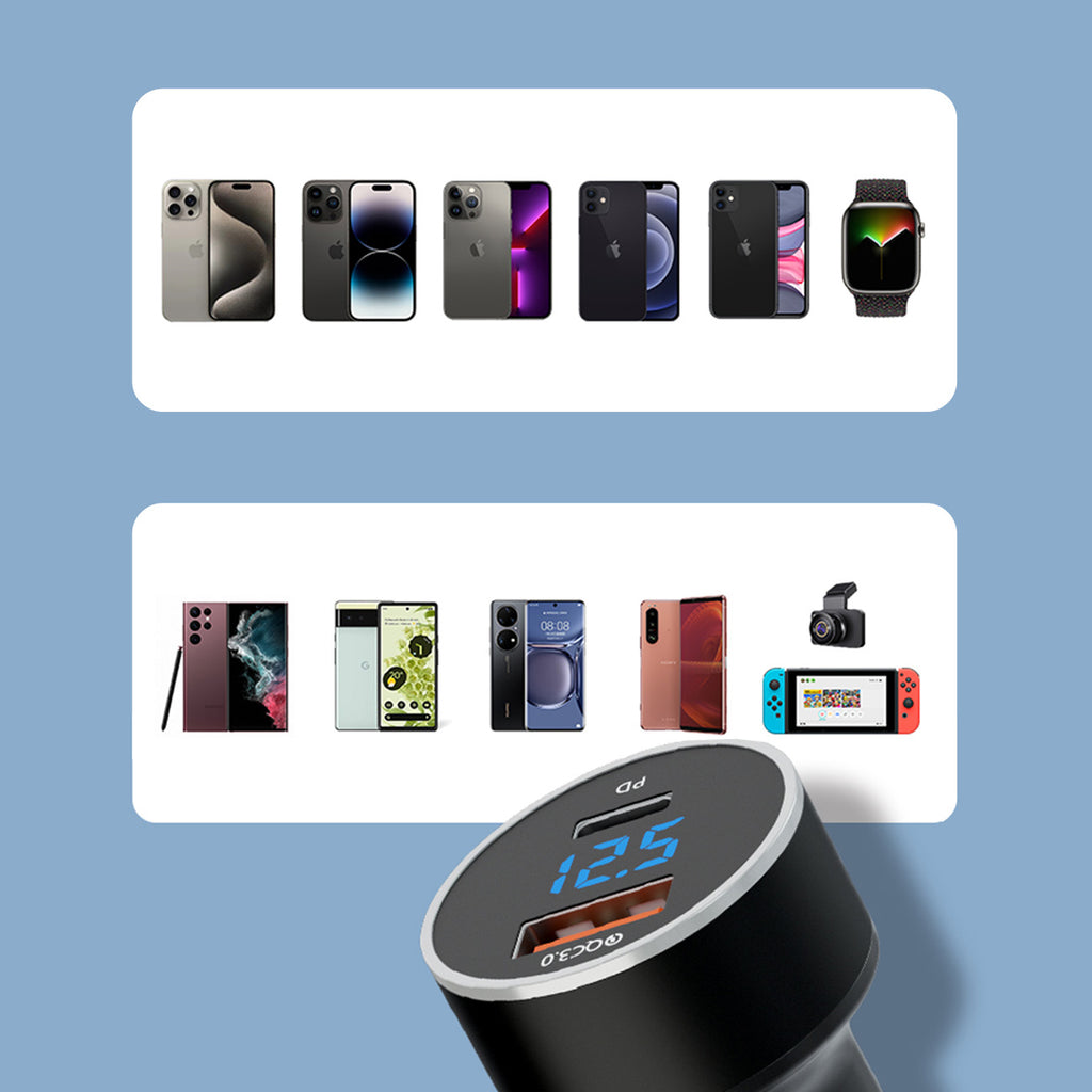 Wozinsky WDCCAC automobilinis įkroviklis USB-C USB-A 36W - juodas