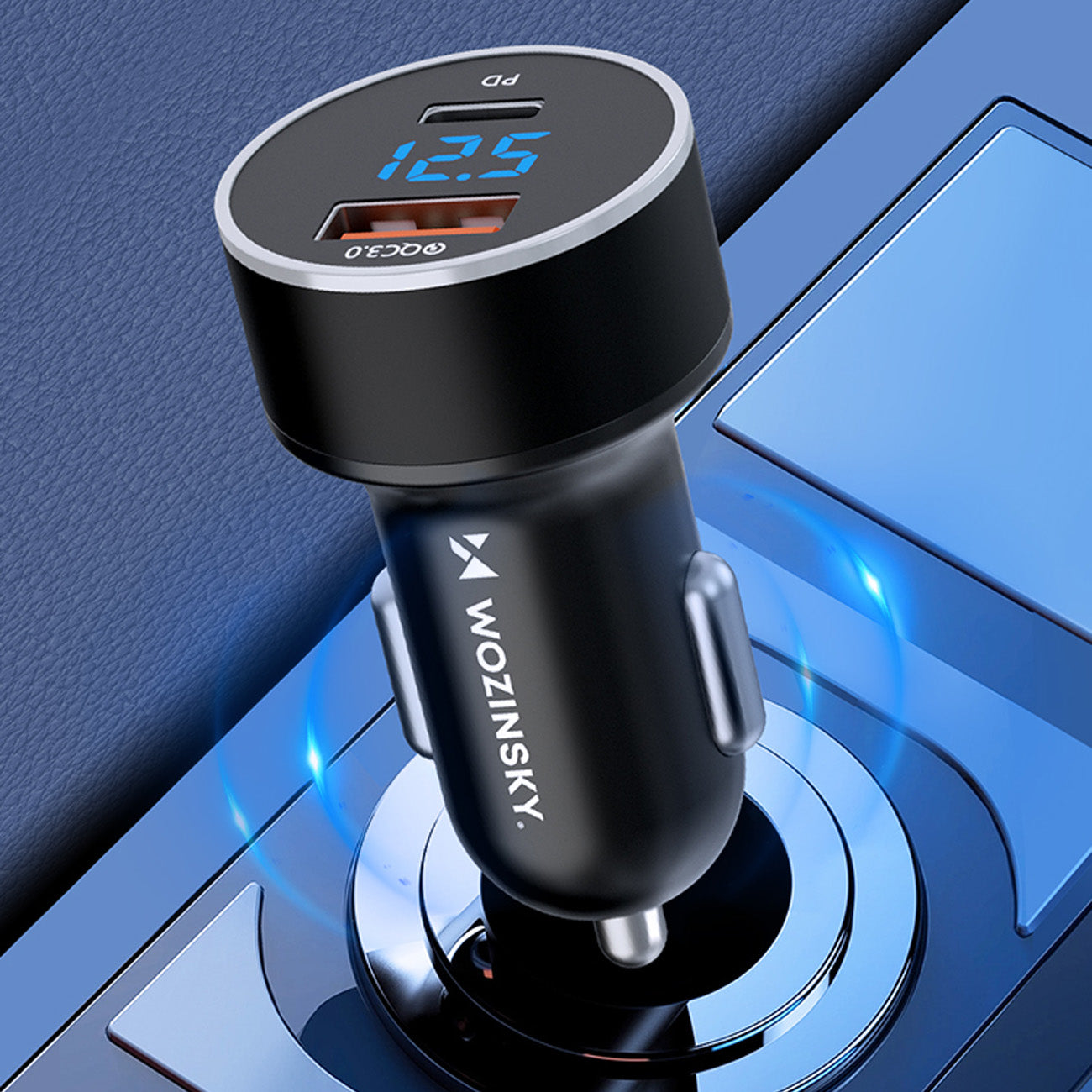 Wozinsky WDCCAC automobilinis įkroviklis USB-C USB-A 36W - juodas