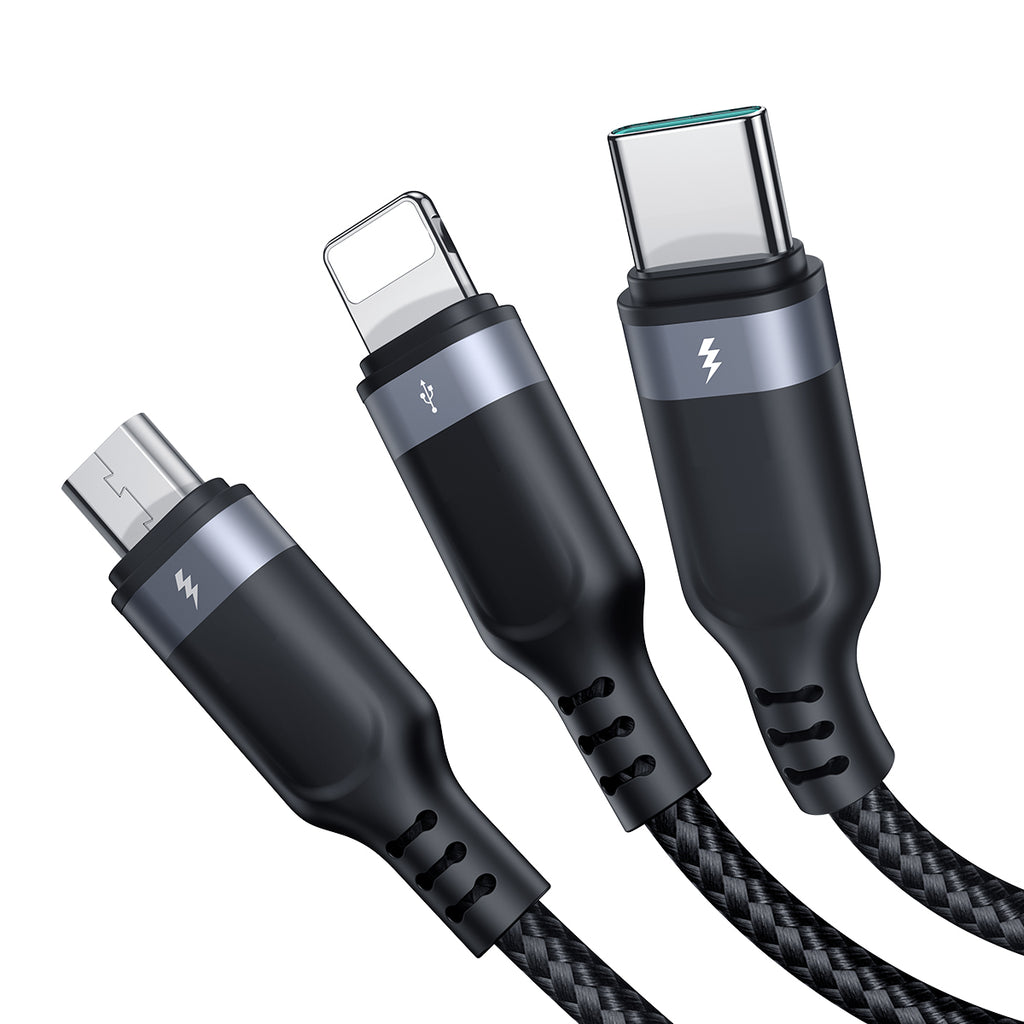 Joyroom laidas Multi-Use Series S-A18 3in1 USB-A - Lightning / USB-C / micro USB 0.3m juodas