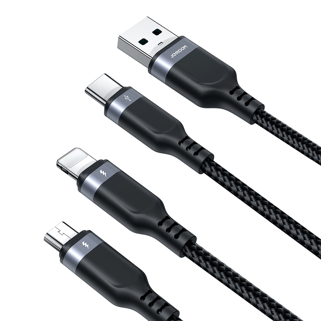 Joyroom laidas Multi-Use Series S-A18 3in1 USB-A - Lightning / USB-C / micro USB 0.3m juodas