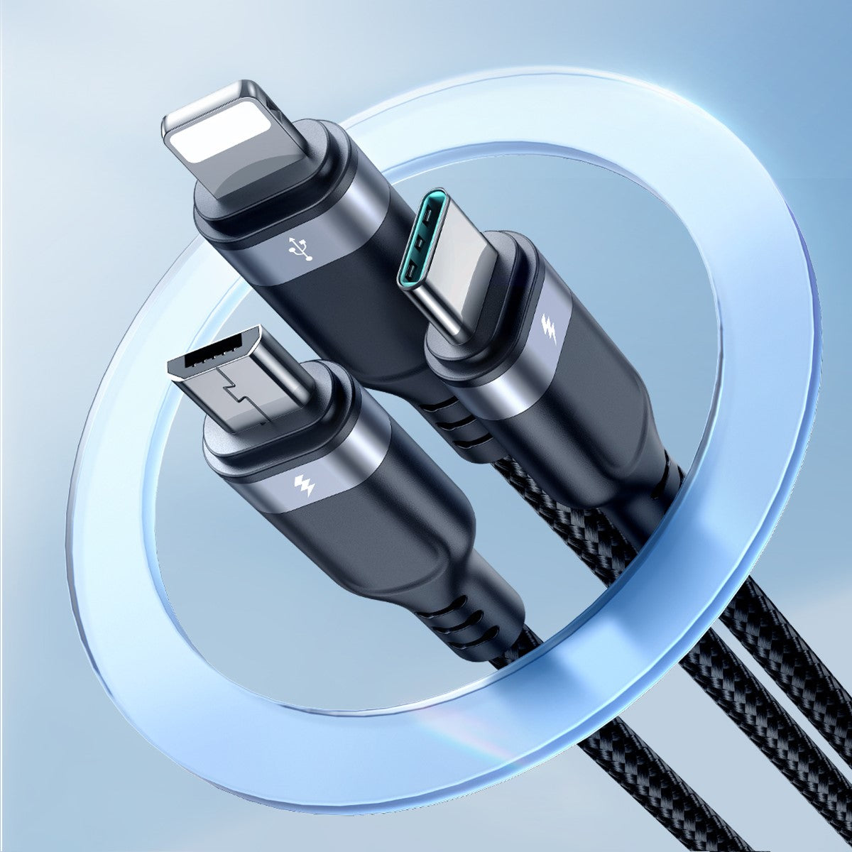 Joyroom laidas Multi-Use Series S-A18 3in1 USB-A - Lightning / USB-C / micro USB 0.3m juodas
