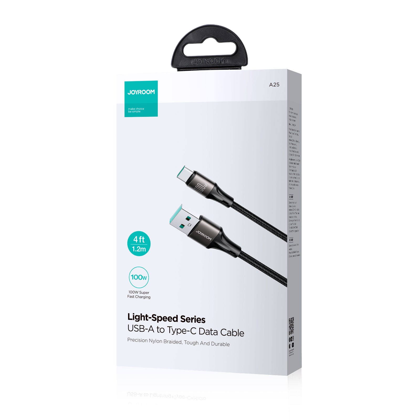 Joyroom Light-Speed Series S-A25 USB-A / USB-C Laidas 100W 1.2m - juodas