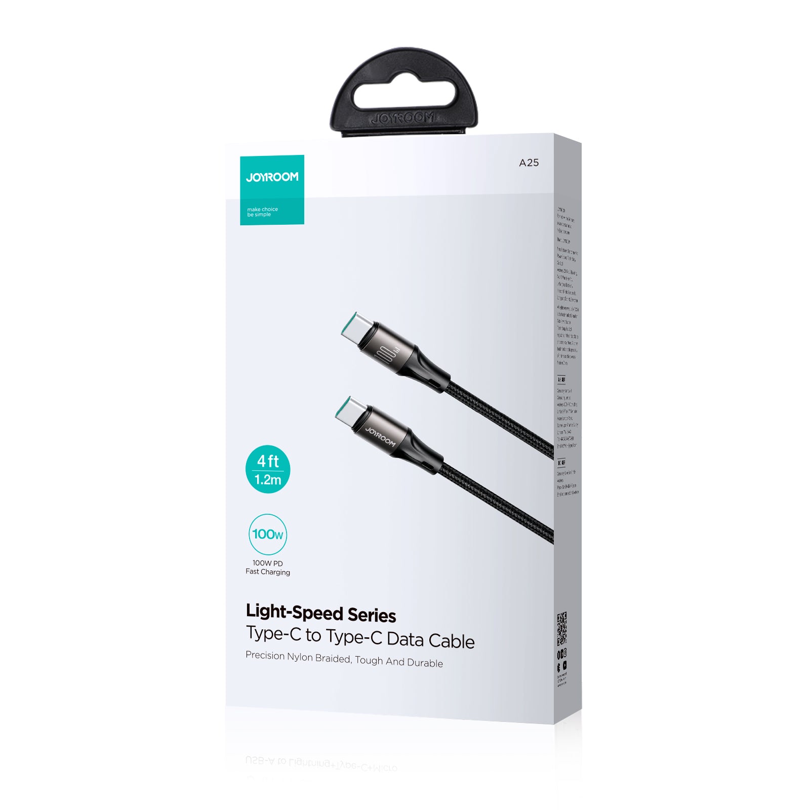 Joyroom Light-Speed Series S-A25 USB-C / USB-C Laidas 100W 1.2m - juodas