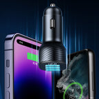 Joyroom JR-CCD04 30W automobilinis įkroviklis 2x USB-C USB-A su ekranu - juodas