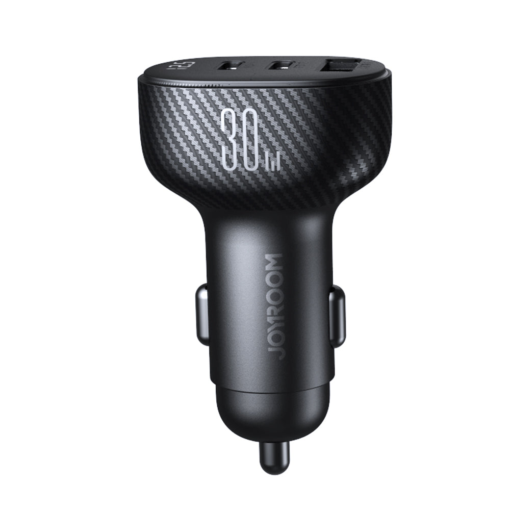 Joyroom JR-CCD04 30W automobilinis įkroviklis 2x USB-C USB-A su ekranu - juodas