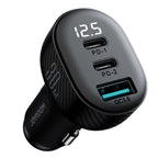 Joyroom JR-CCD04 30W automobilinis įkroviklis 2x USB-C USB-A su ekranu - juodas