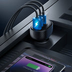Joyroom JR-CCD04 30W automobilinis įkroviklis 2x USB-C USB-A su ekranu - juodas