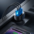 Joyroom JR-CCD03 3.4A automobilinis įkroviklis su ekranu 3x USB-A - juodas