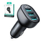 Joyroom JR-CCD03 3.4A automobilinis įkroviklis su ekranu 3x USB-A - juodas