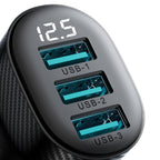 Joyroom JR-CCD03 3.4A automobilinis įkroviklis su ekranu 3x USB-A - juodas