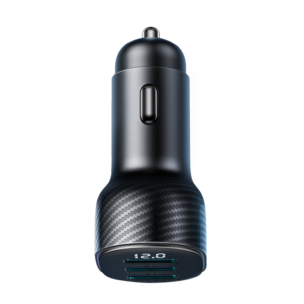 Joyroom JR-CCD03 3.4A automobilinis įkroviklis su ekranu 3x USB-A - juodas