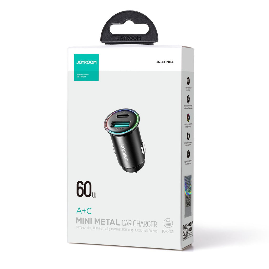 Joyroom JR-CCN04 60W USB-A USB-C mini įkroviklis - juodas -- Cell phone chargers