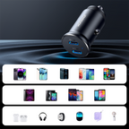Joyroom JR-CCN06 30W 2x USB-C metalinis mini automobilinis įkroviklis - juodas