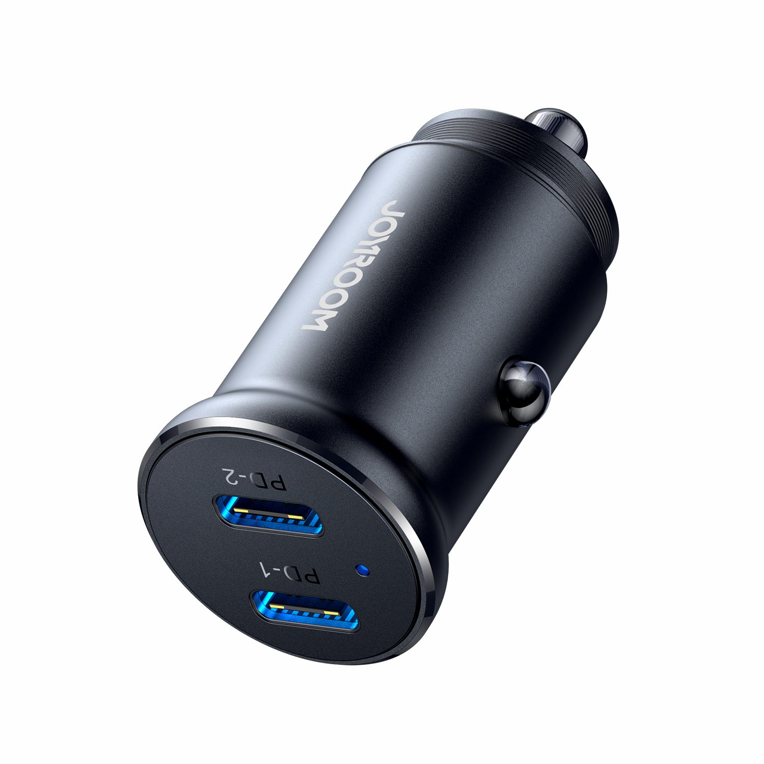 Joyroom JR-CCN06 30W 2x USB-C metalinis mini automobilinis įkroviklis - juodas