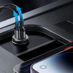 Joyroom JR-CCN06 30W 2x USB-C metalinis mini automobilinis įkroviklis - juodas
