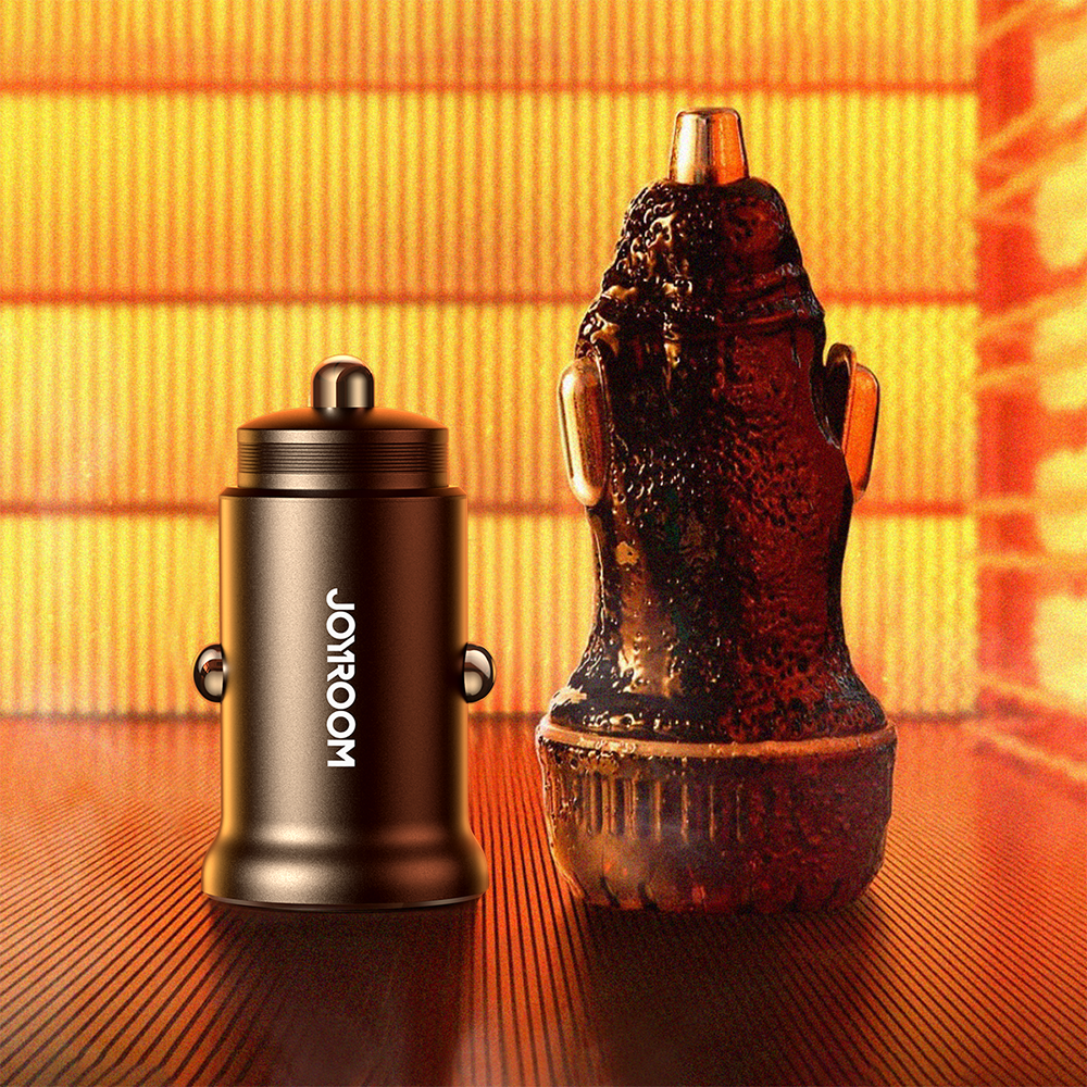 Joyroom JR-CCN06 30W 2x USB-C metalinis mini automobilinis įkroviklis - juodas