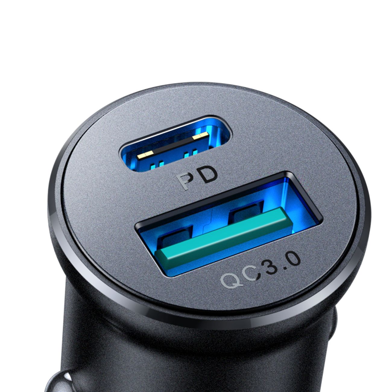 Joyroom JR-CCN05 30W USB-A USB-C mini automobilinis įkroviklis - juodas
