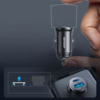 Joyroom JR-CCN05 30W USB-A USB-C mini automobilinis įkroviklis - juodas