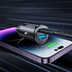 Joyroom JR-CCN05 30W USB-A USB-C mini automobilinis įkroviklis - juodas