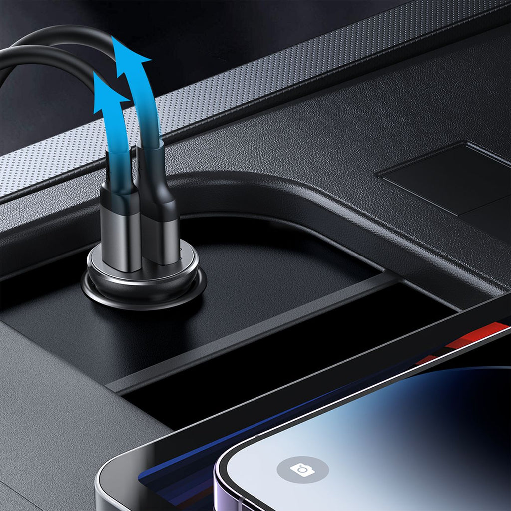 Joyroom JR-CCN05 30W USB-A USB-C mini automobilinis įkroviklis - juodas