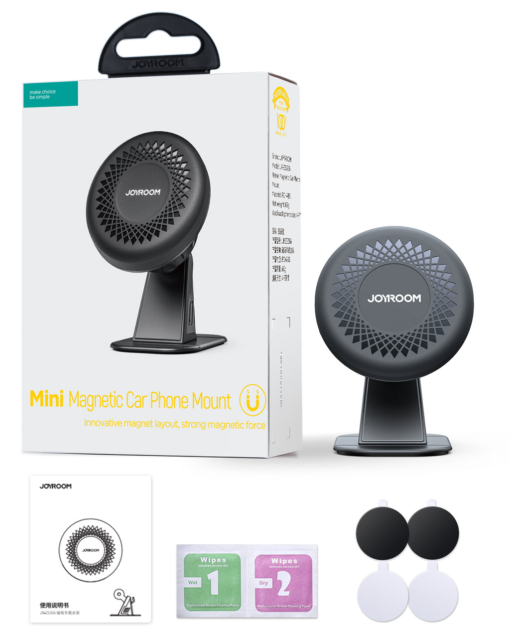 Joyroom JR-ZS356 magnetinis prietaisų skydelio telefono laikiklis - tamsiai pilkas