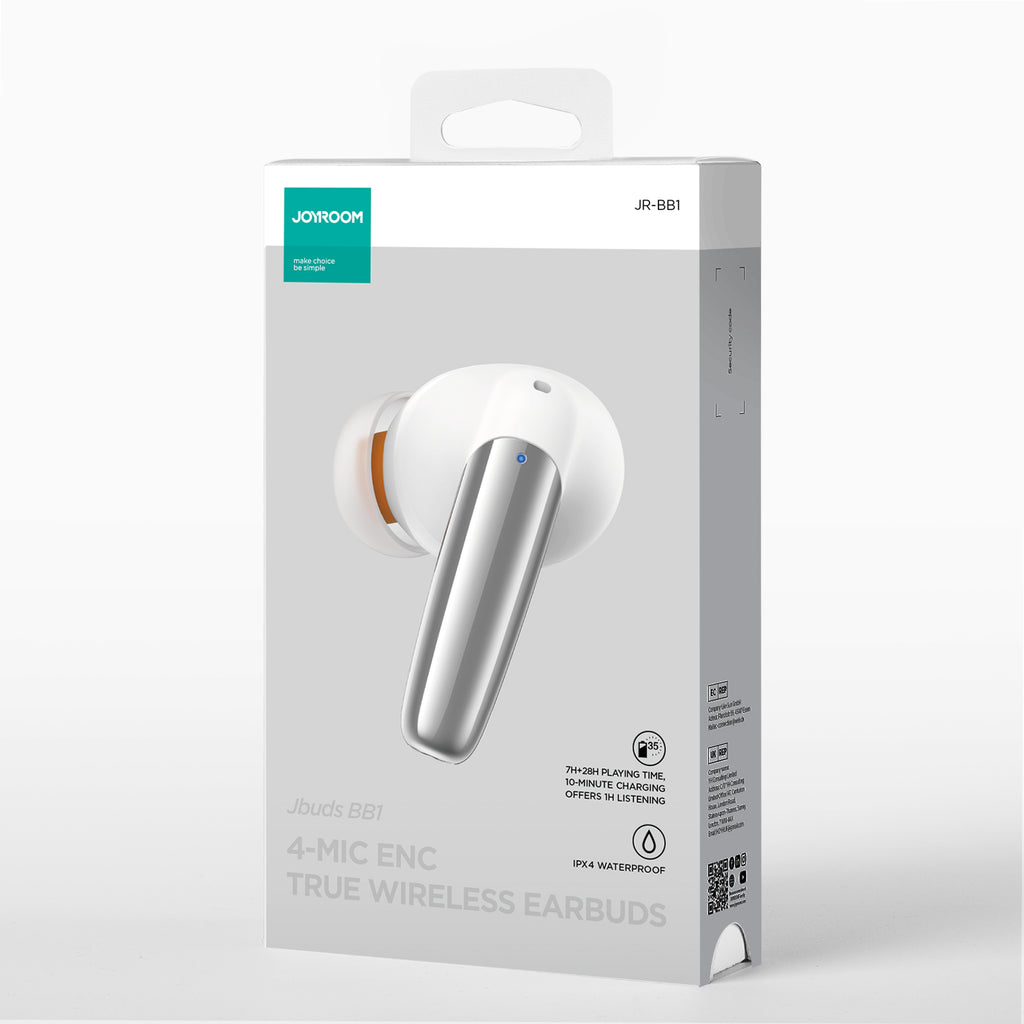 Joyroom Jbuds Series JR-BB1 TWS belaidės į ausis įdedamos ausinės – baltos